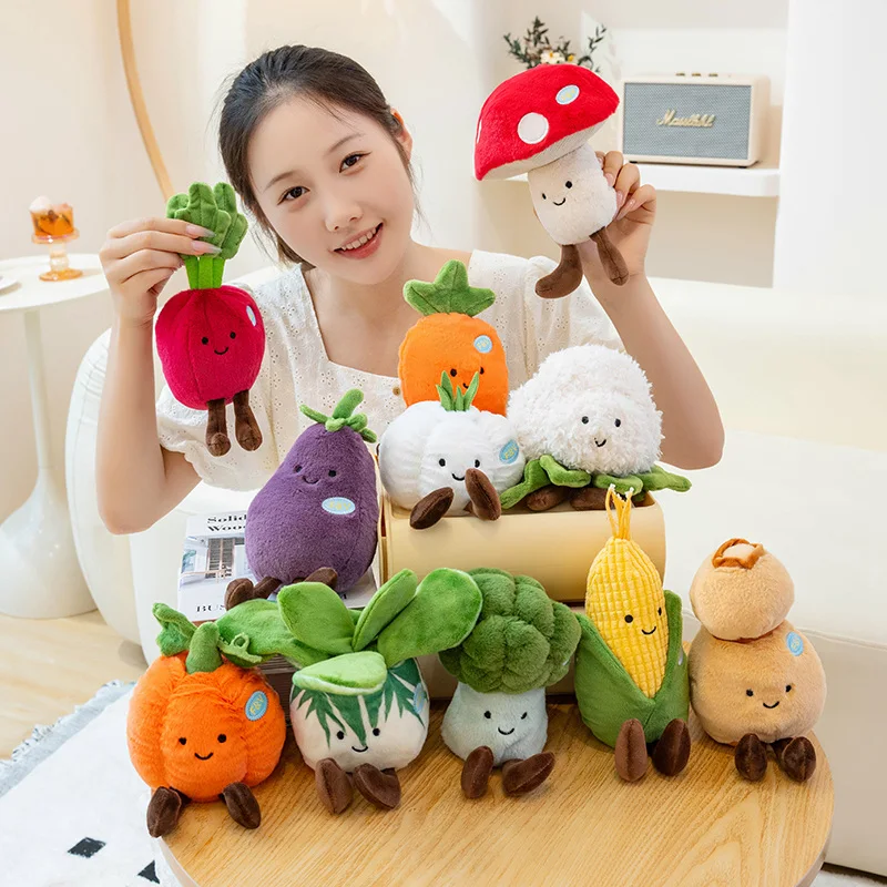 Creative Broccoli Corn Vegetable Plush Doll Cute Radish Garlic Pumpkin Stuffed Toys Carrot Eggplant Cauliflower Mushroom Plushie