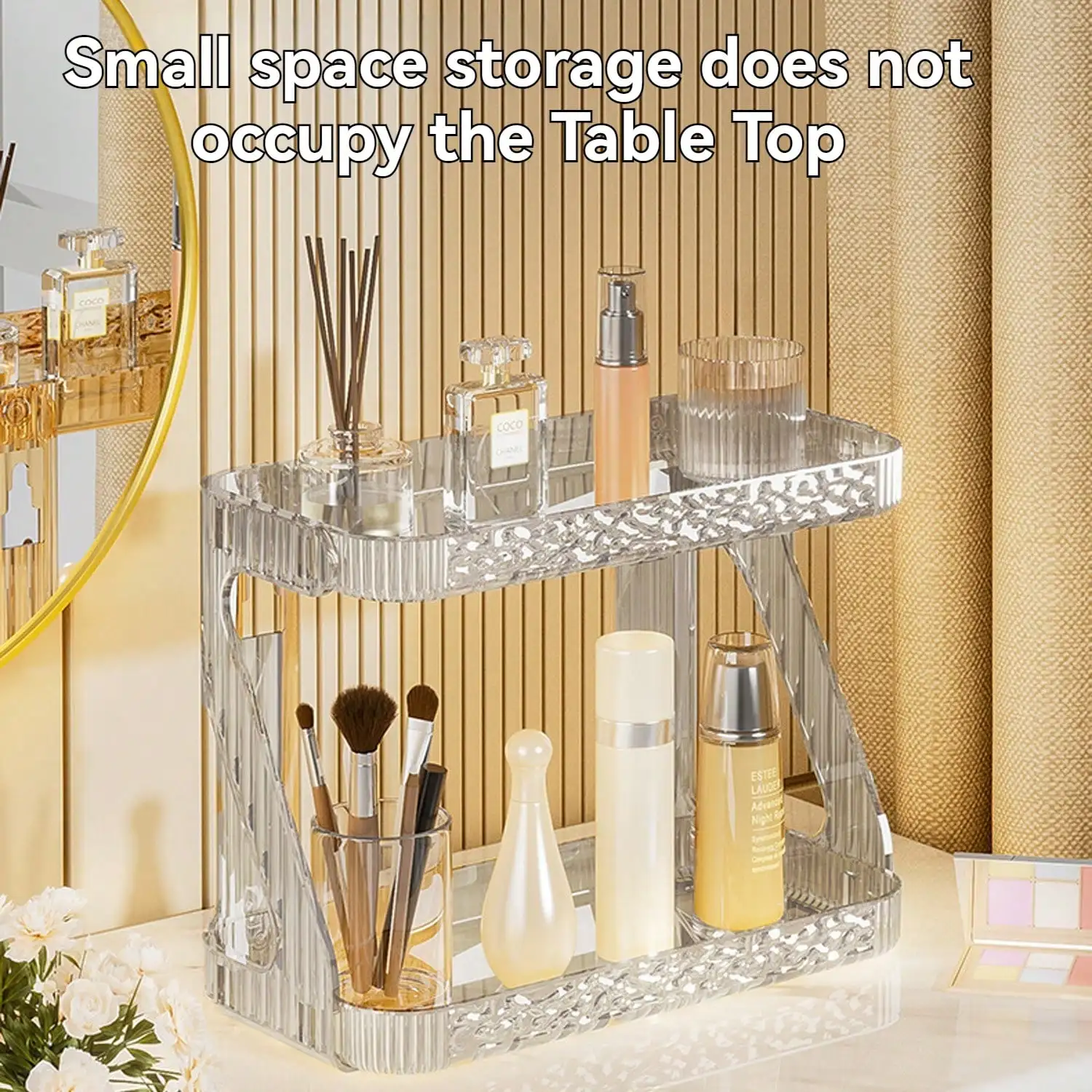 Double layer transparent bathroom storage rack wall mounted suitable for bathrooms, kitchens, bedrooms, no perforated rack