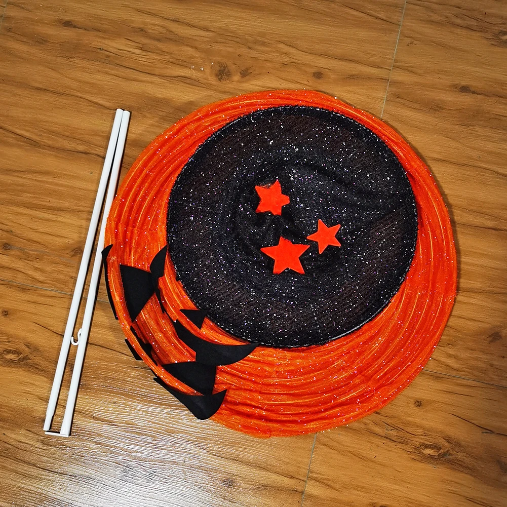Halloween Opvouwbare Pompoen Met Ster Zwarte Hoge Hoed 3,1 Ft Halloween Pompoen Decoratie Oranje Led Licht Opvouwbare Pompoen
