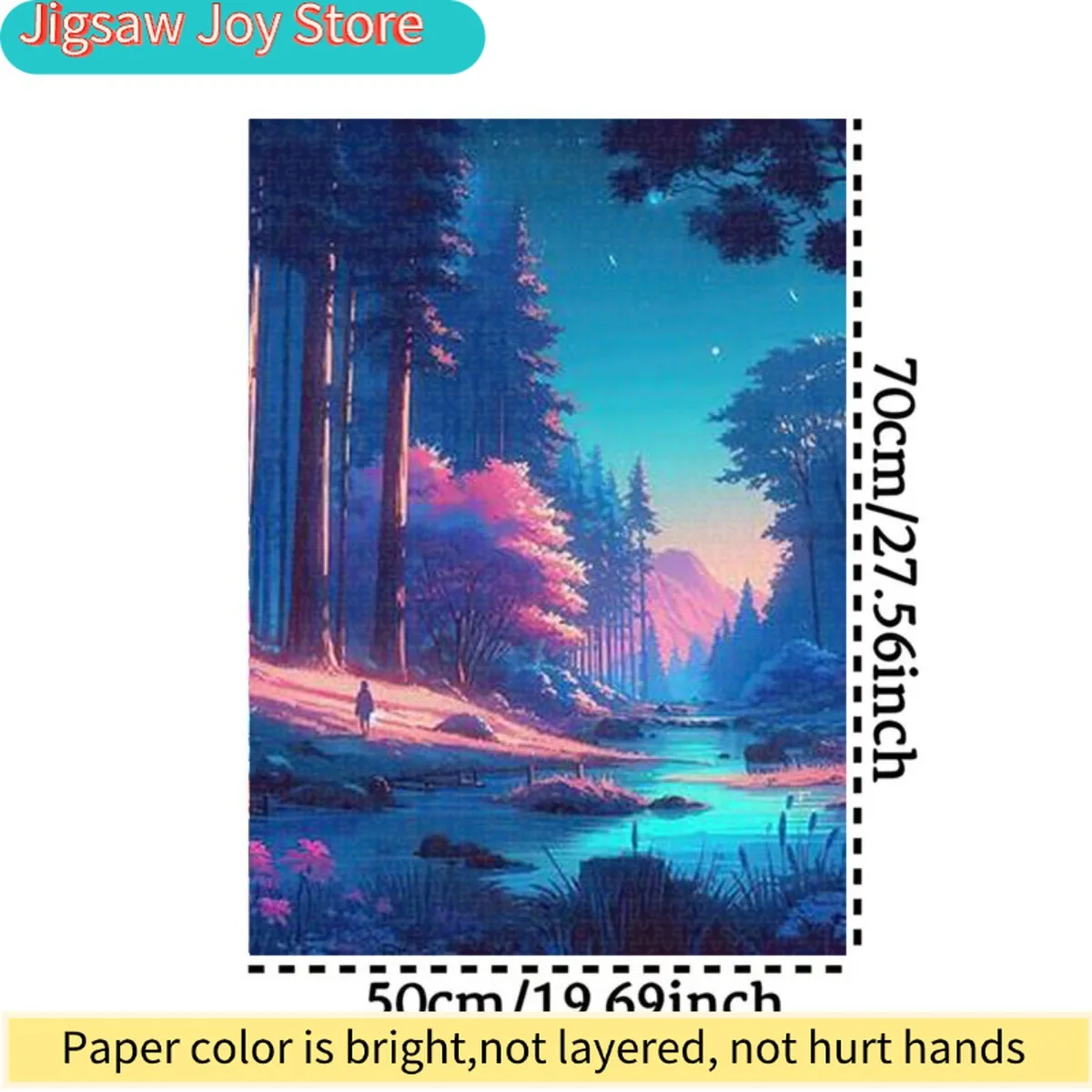 A 1000pcs Jigsaw Puzzle for Adults Featuring a Fantasy Forest with Intertwining Shades of Blue, Purple, And Pink That Mirror T