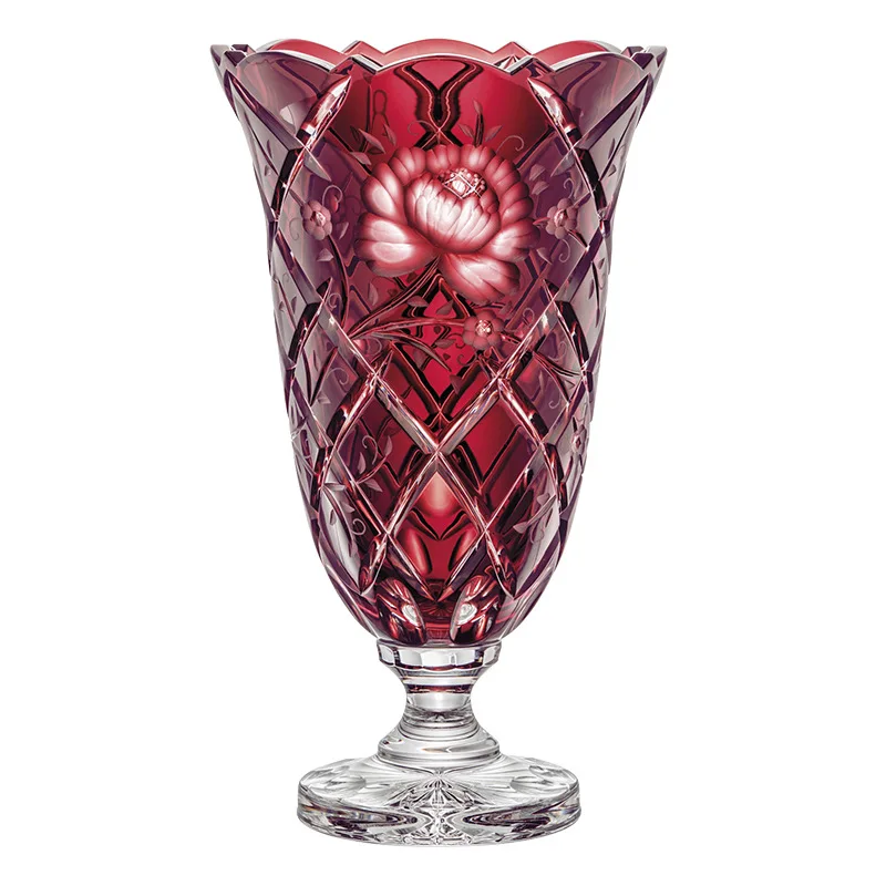 

Pure hand-cut crystal glass vase light luxury decoration living room high-end ornament