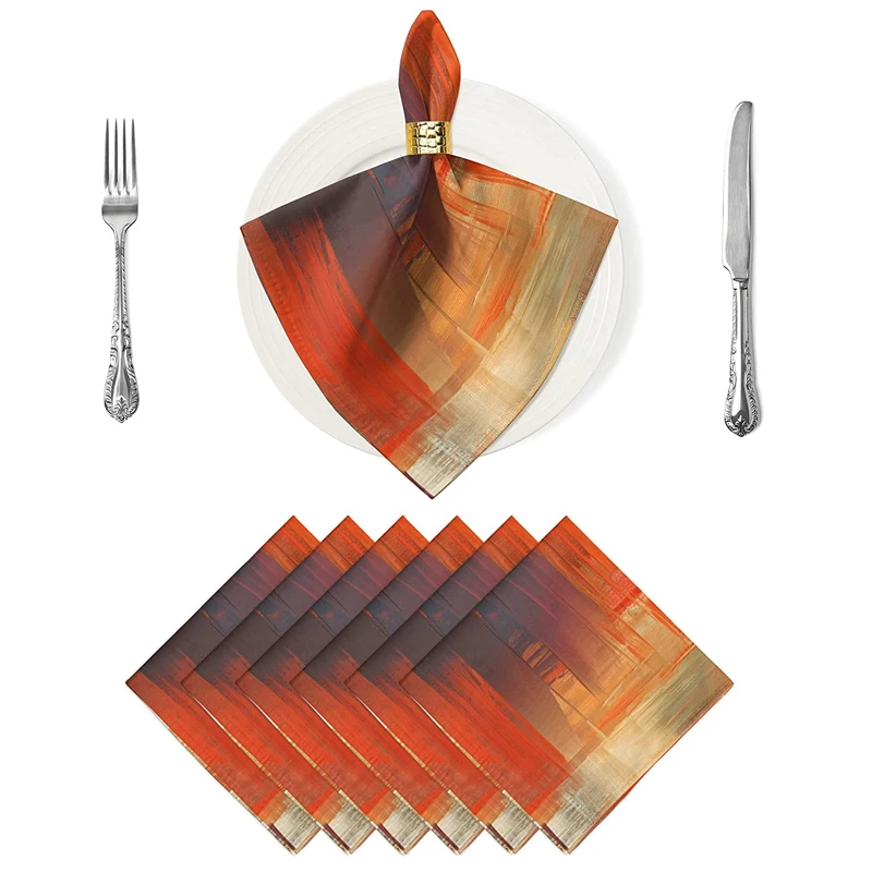 2Pcs Cloth Napkins Orange Abstract Washable Soft Dinner Table Napkin for Cocktail Party Wedding Napkin Holiday Home Decor