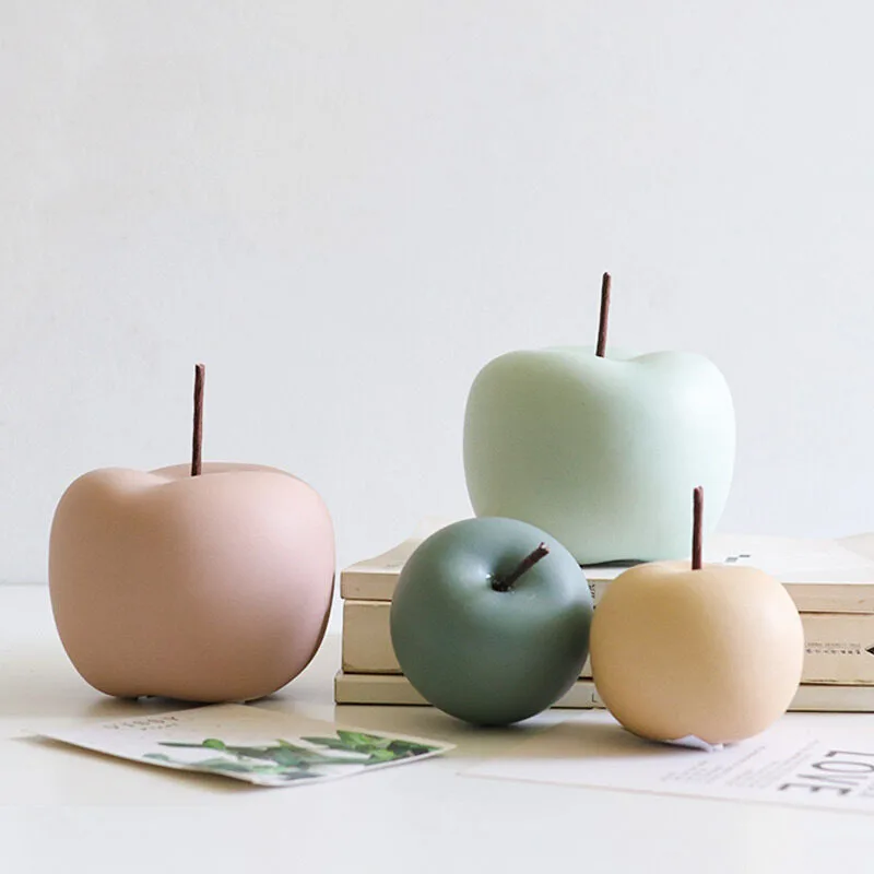 1pcs Matte Ceramic Apple Figurines Cute Handmade Fruit Statues Decor Collectible Art Tabletop Oranament Nordic Home Office Decor
