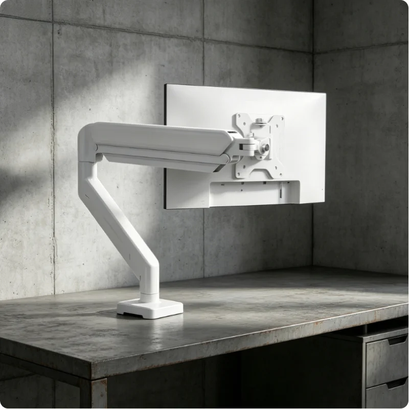 Full motion single screen desk mount bracket