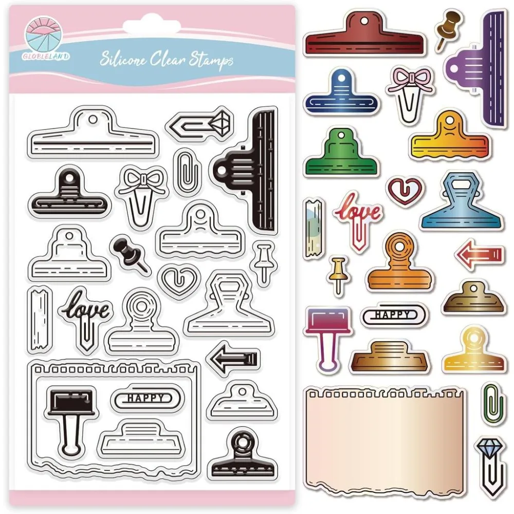 Transparenter Stempel für Büroklammern, Scrapbooking, Haftnotizen, Dekoration, transparenter Stempel für die Kartenherstellung, DIY-Prägung, Journaling
