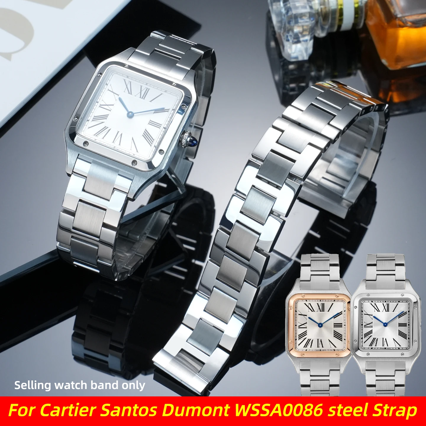 

Быстросъемный стальной ремешок для часов 17,5 мм для Cartier Santos Dumont WSSA0086, женский ремешок для часов из нержавеющей стали, аксессуары для браслетов