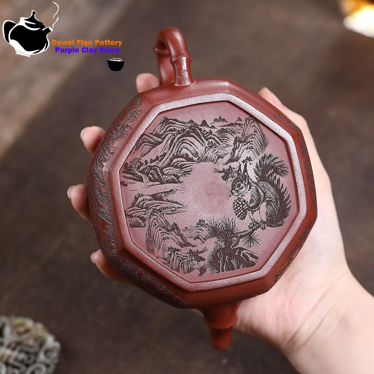 

Yixing Purple Clay Teapot Red Sloping Mud Original Ore Octagonal Junzhu Kung Fu Tea Set Chinese Traditional Tea Pot for Brewing