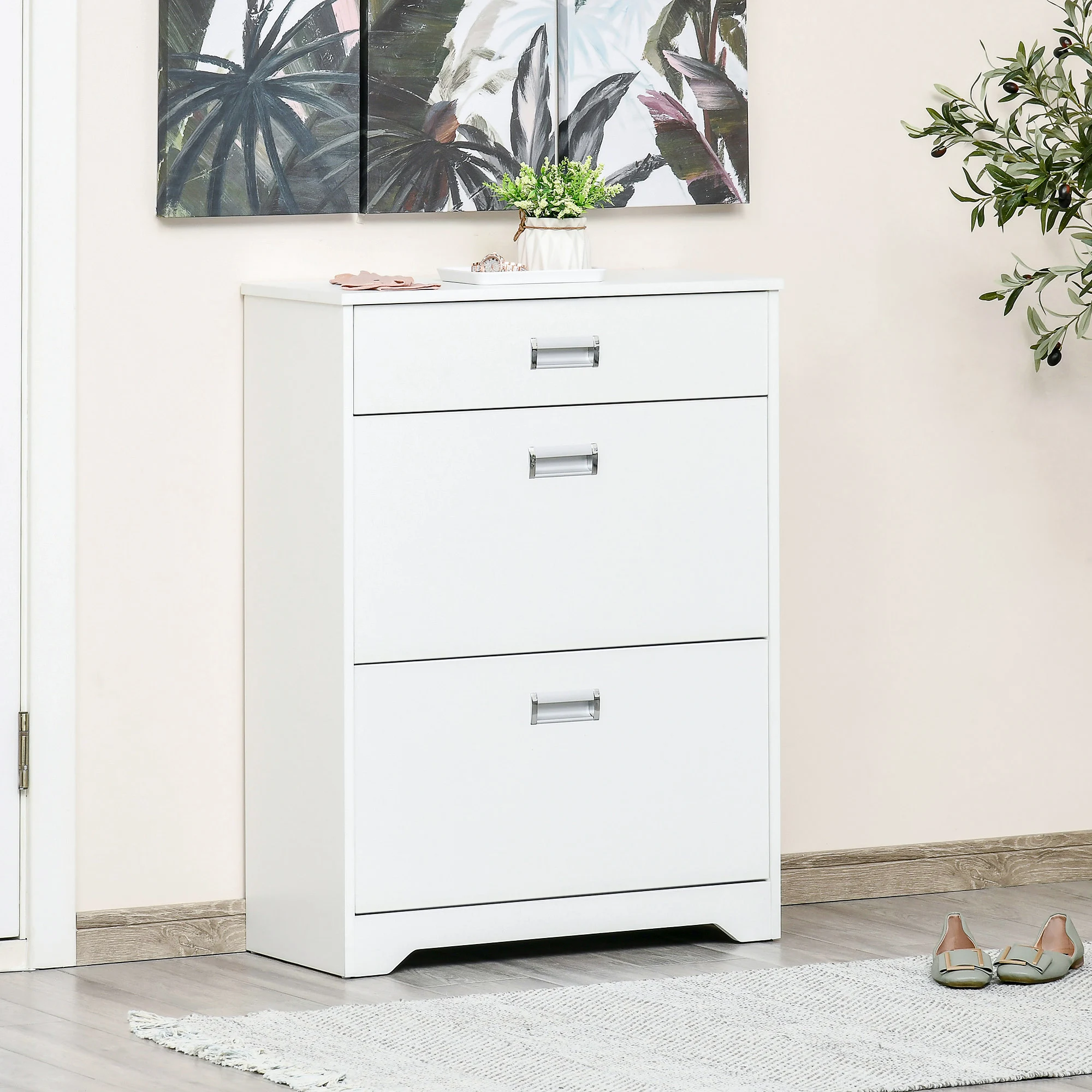 Hallway Shoe Storage Furniture with 3 Total Drawers and Adjustable Shelf