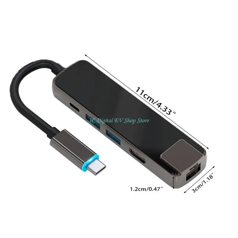 E74D 5 منافذ USB HUB 3840X2160P/30HZ للكمبيوتر المحمول المحمول خفيف الوزن #6