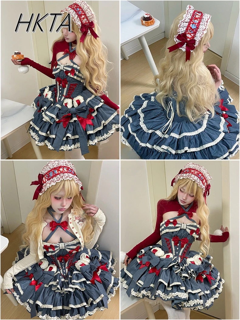

Heavy Industry Kawaii Princess Dress Sweet Multi-layer Ruffles Pleated Cake Dress Lolita Girls Summer Party Birthday Dress Women