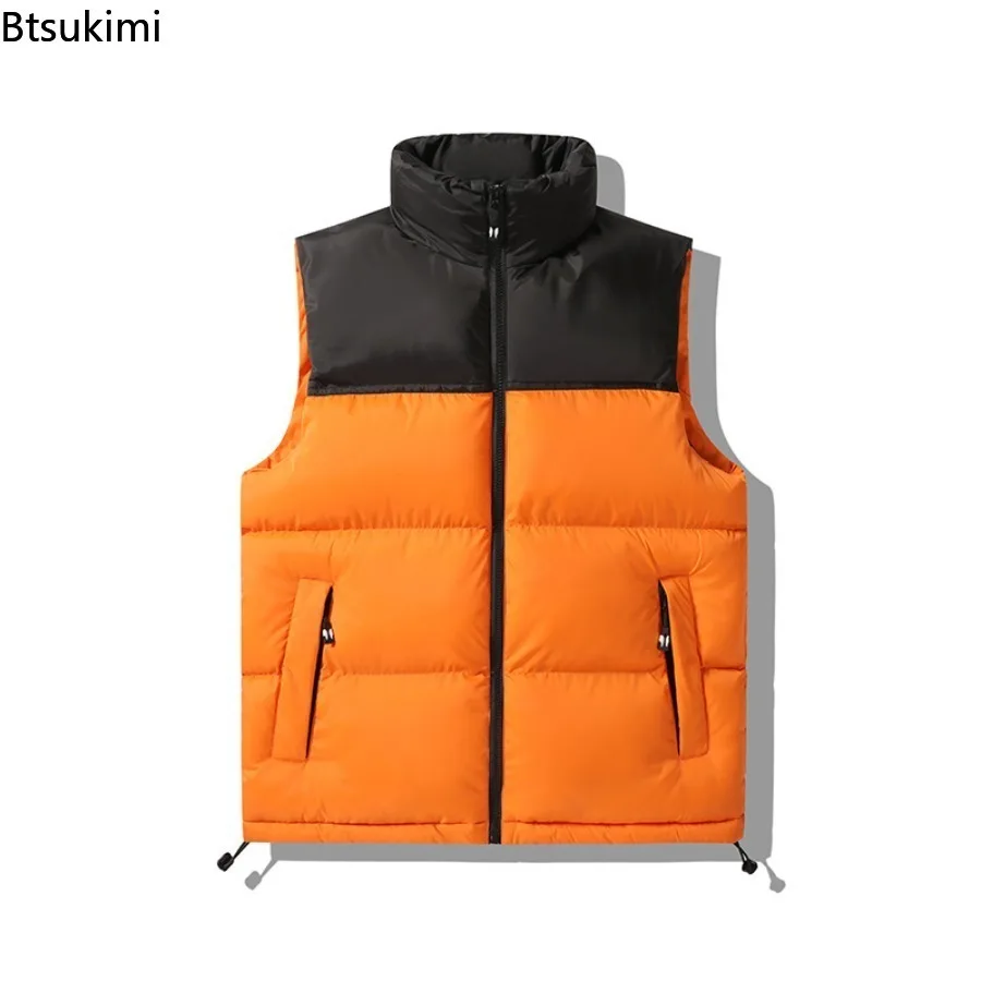 Men's Down Cotton Vest Winter Casual Patchwork Zipper Tank Top Men Outdoor Sleeveless Jacket Thick Warm Outerwear Vest M-8XL