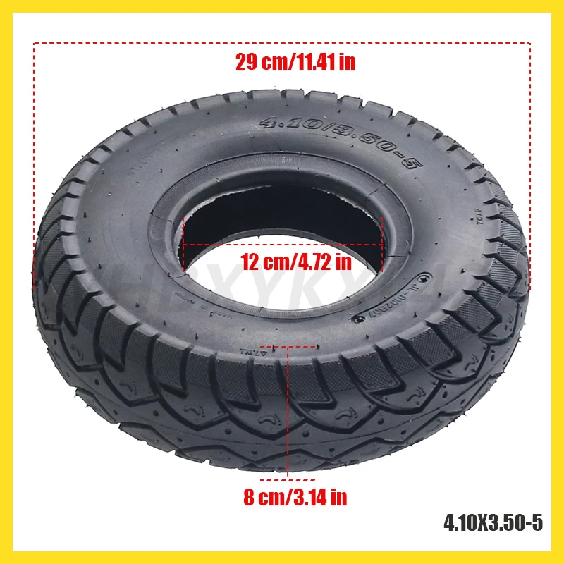4.10/3.50-5 الإطار الخارجي للأنبوب الداخلي يناسب الدراجة الإلكترونية سكوتر كهربائي عجلة دراجة نارية صغيرة عجلة مطاطية