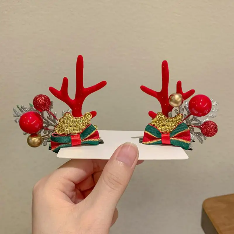 Cute Christmas Hairpin Girls Cartoon Christmas Deer Ear Hairpin Hair accessories Kids Christmas Headwear ornaments