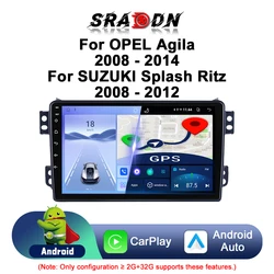 For Opel Agila Suzuki Splash Ritz 2008-2014 Android Car Radio Multimedia Player GPS Navigation Carplay Touch Screen Auto Stereo