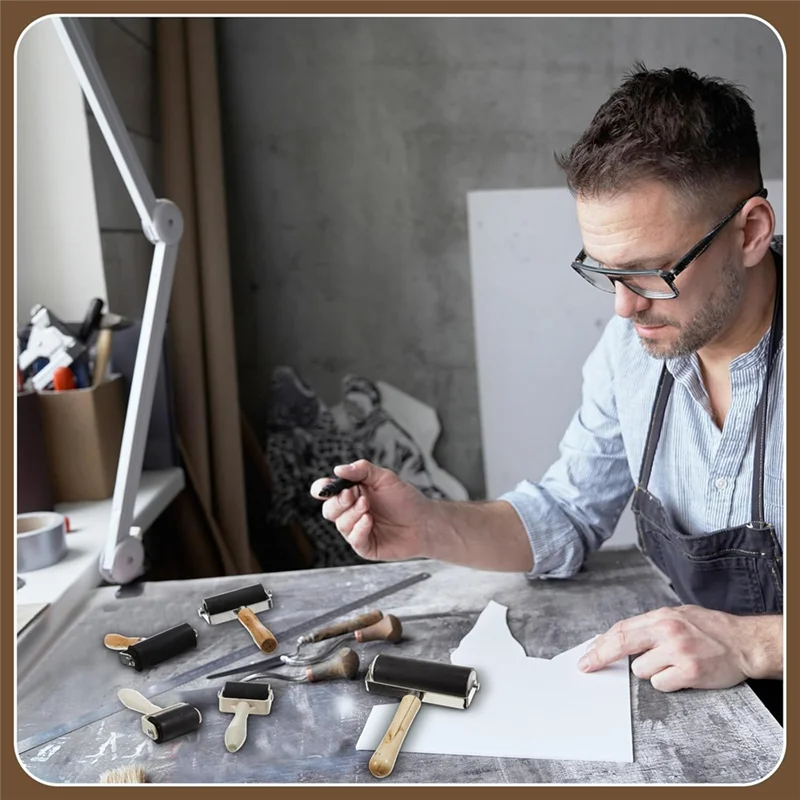 

Резиновый валик из 6 предметов для клейкой печати, бумага с чернильными блоками, штамповка для рукоделия, обоев, штамповки для скрапбукинга