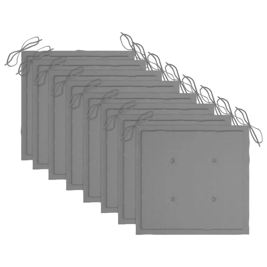 كراسي فناء مع وسائد 8 قطع خشب أكاسيا صلب رمادي