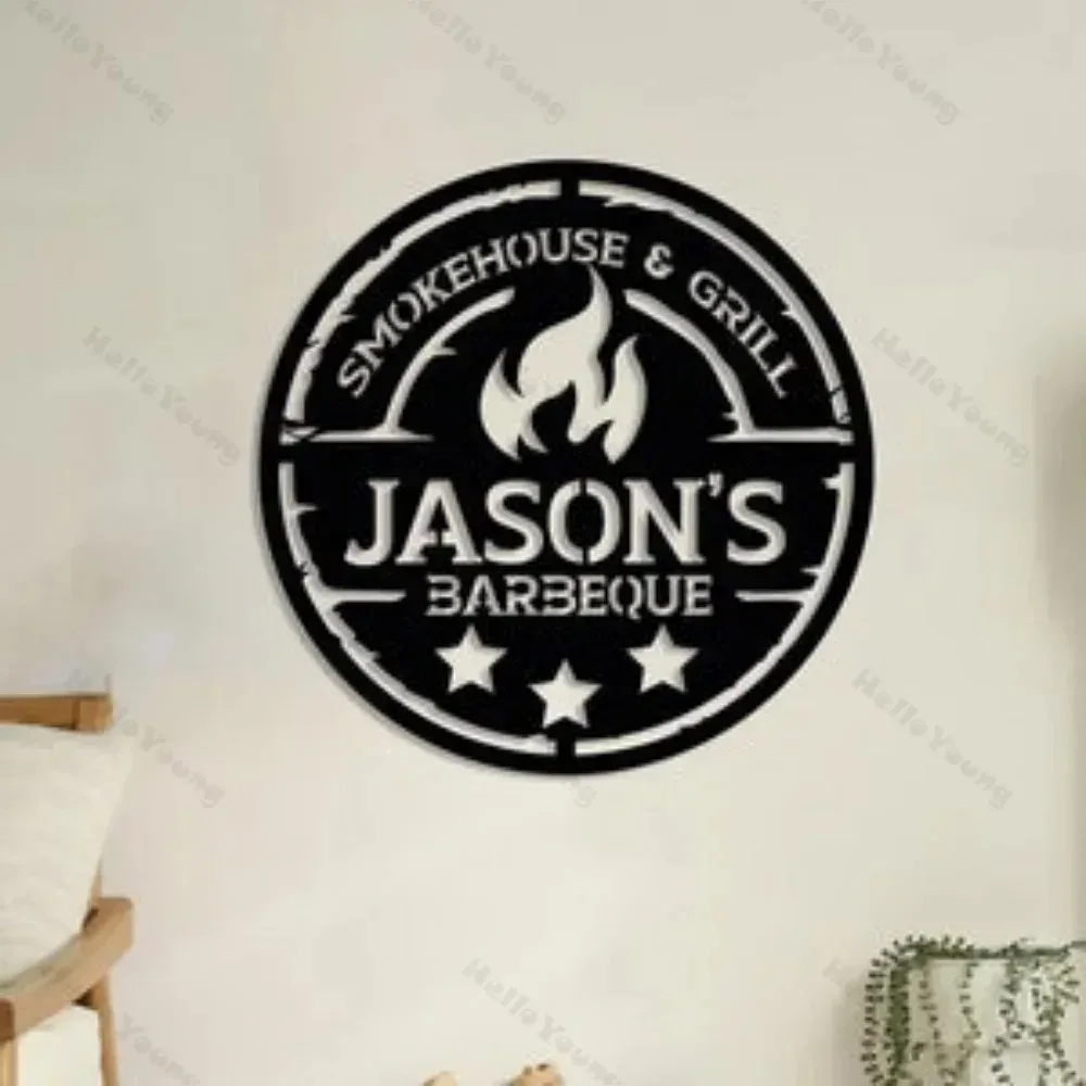 Personalized Metal Grill Sign, Outdoor Large BBQ Art. A Custom Gift, Ideal Barbecue Wall Decor and Charming Ornament.