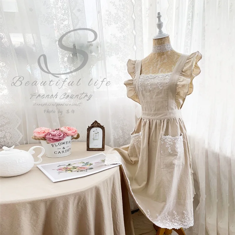 

Cotton Apron for Gardening Floral Arranging and Kitchen Tasks with Japanese Style Print and Breathable Cotton Fabric
