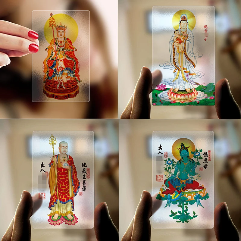 Namo Grote wens naar Tibetaanse Bodhisattva Transparante PVC Boeddha-kaart Veiligheid Amulet Boeddhistische benodigdheden Boeddha-kaart