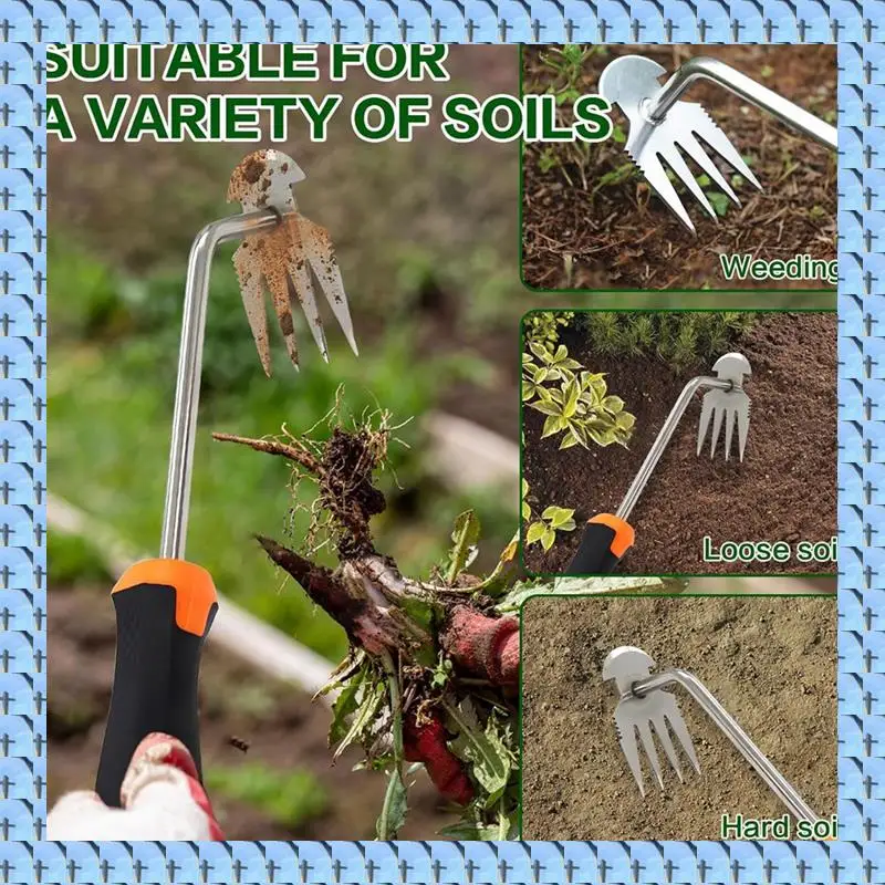 

NOCM Uprooting Weeding Tool Weed Puller 4 Teethes Dual Purpose Manual Multifunctional Weeders Tool Weed Pulling Tool