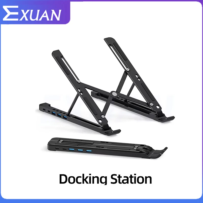 Portable Notebook Stand Height Adjustable Docking Station usb3.0 Multi-port Aluminum Alloy Suitable 10-17 inch Tablet Bracket