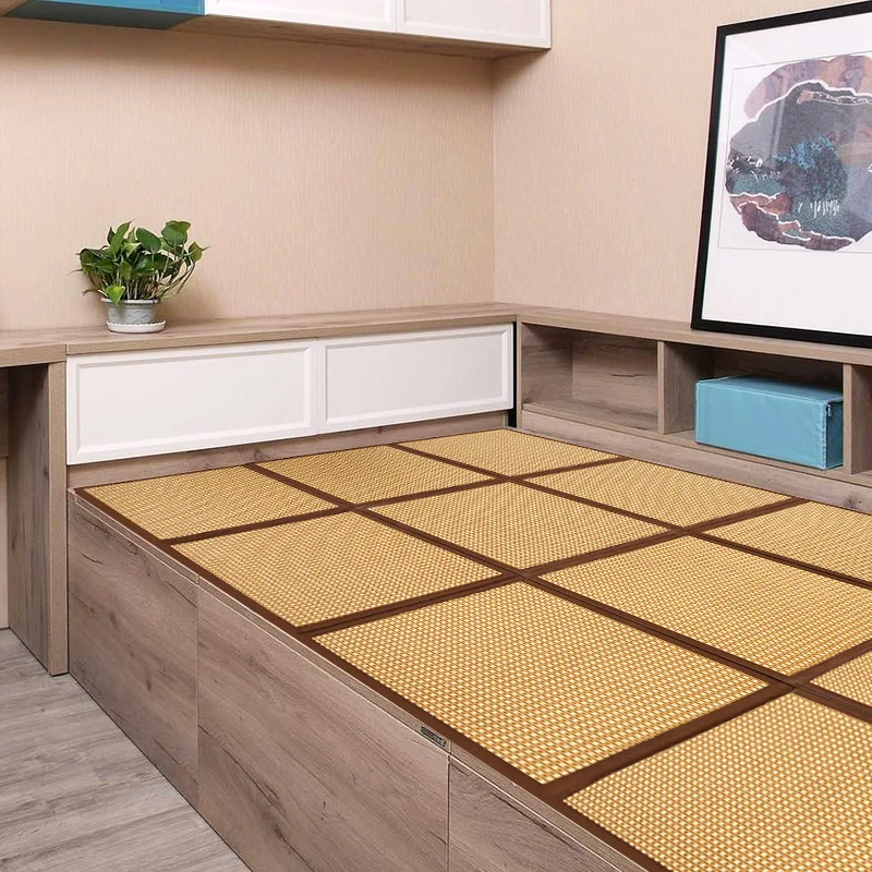 Family summer rattan mat living room bedroom thickened splicing carpet tread rice mattress tatami mat floor mat