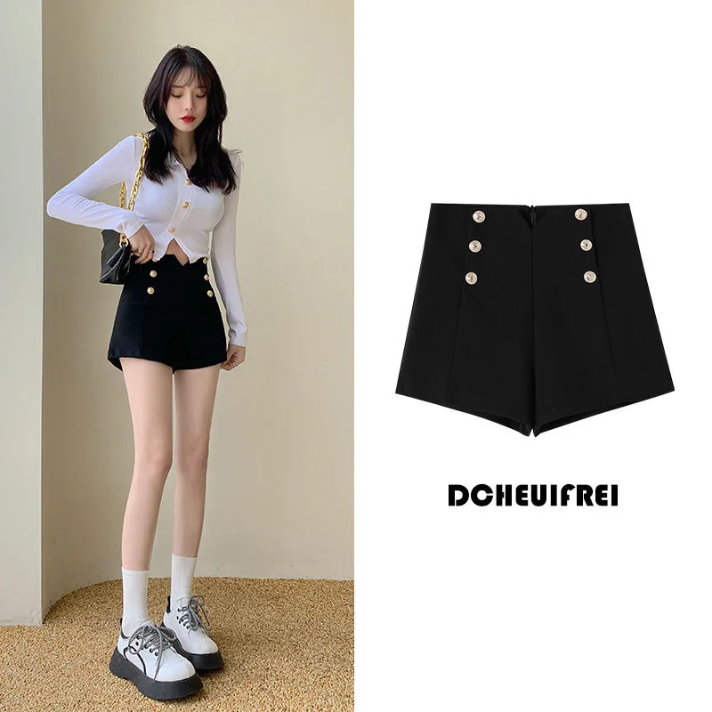 High Waist Loose Women's Shorts Summer New Style Black A-Line Wide Leg Slimming Casual Outdoor Wear Pants for Young Women