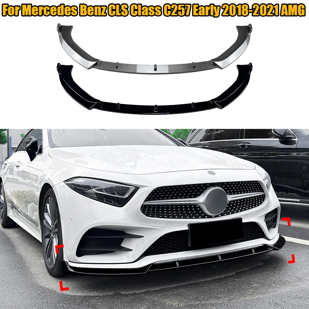 For Mercedes Benz CLS Class C257 Early 2018-2021 AMG Front Bumper Lip Splitter Diffuser Body Kit Spoiler Bumper Guard Protector