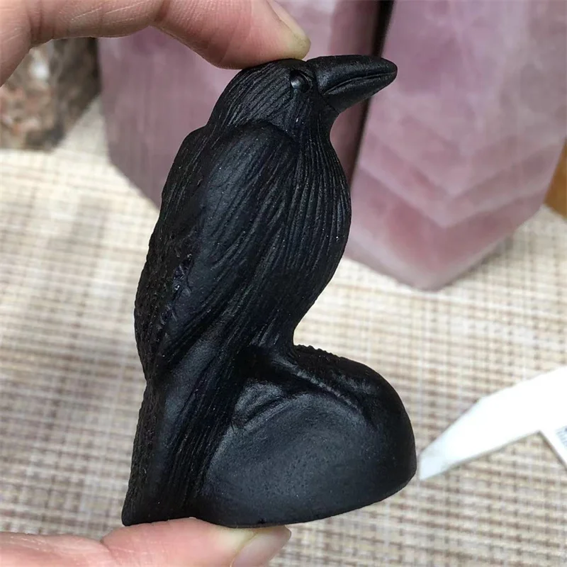 

Natural Stones Carved Quartz Crystal Polished Obsidian Crow Healing Reiki Decoration Gemstones