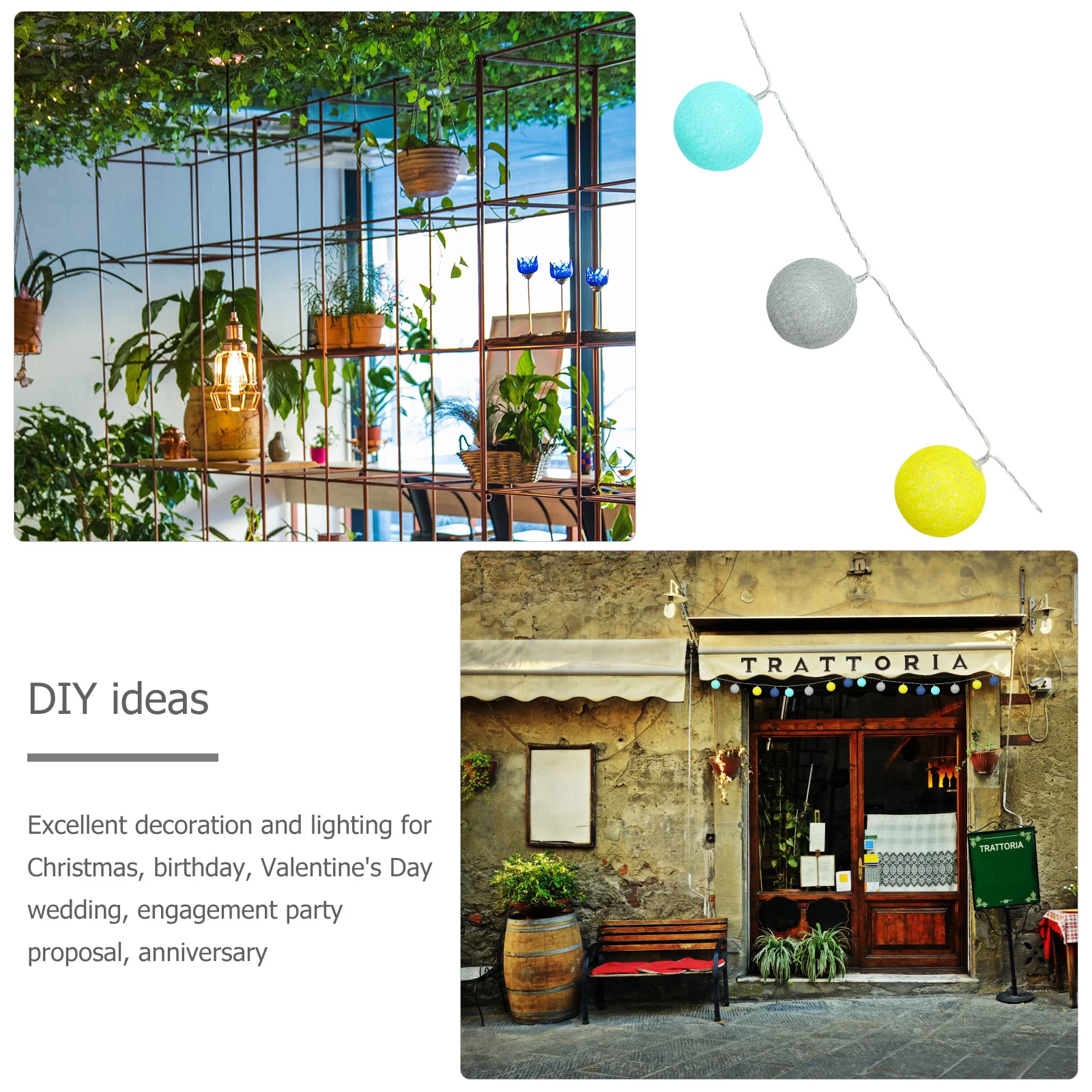 

1 set Led Christmas String Lights Colorful Ball Decorative Lamp Reusable Environmentally Friendly Easy Install Chic