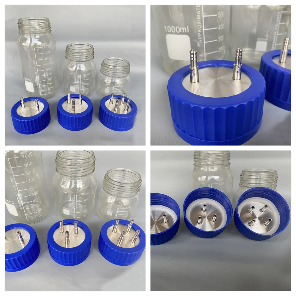 Laboratory Bottle Blue Screw Cap GL80 Round Glass Reagent Bottle cap feed bottle cap stainless steel feed cap 1~4holes