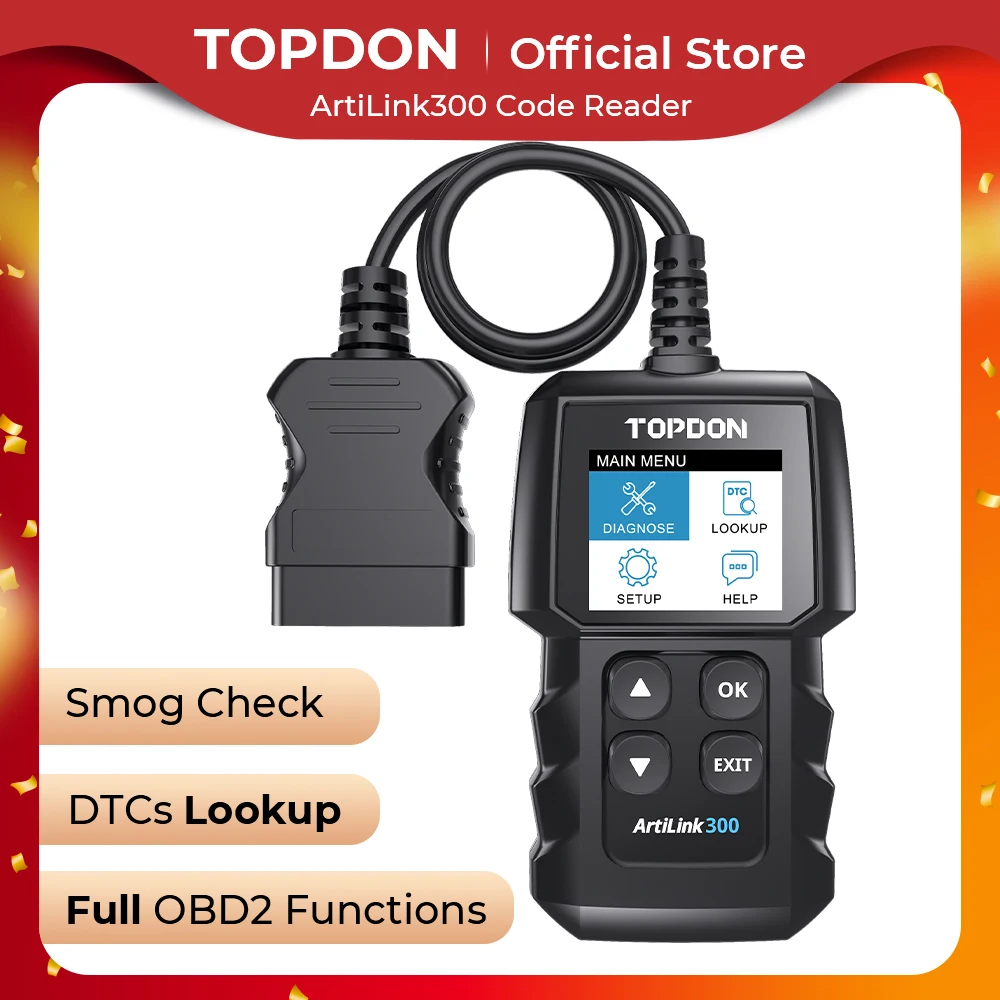 TOPDON AL300 OBD2 Scanner Automotive Code Reader Professional Car Diagnostic Tools MIL Smoking Tester Garage Scan Repair Tool