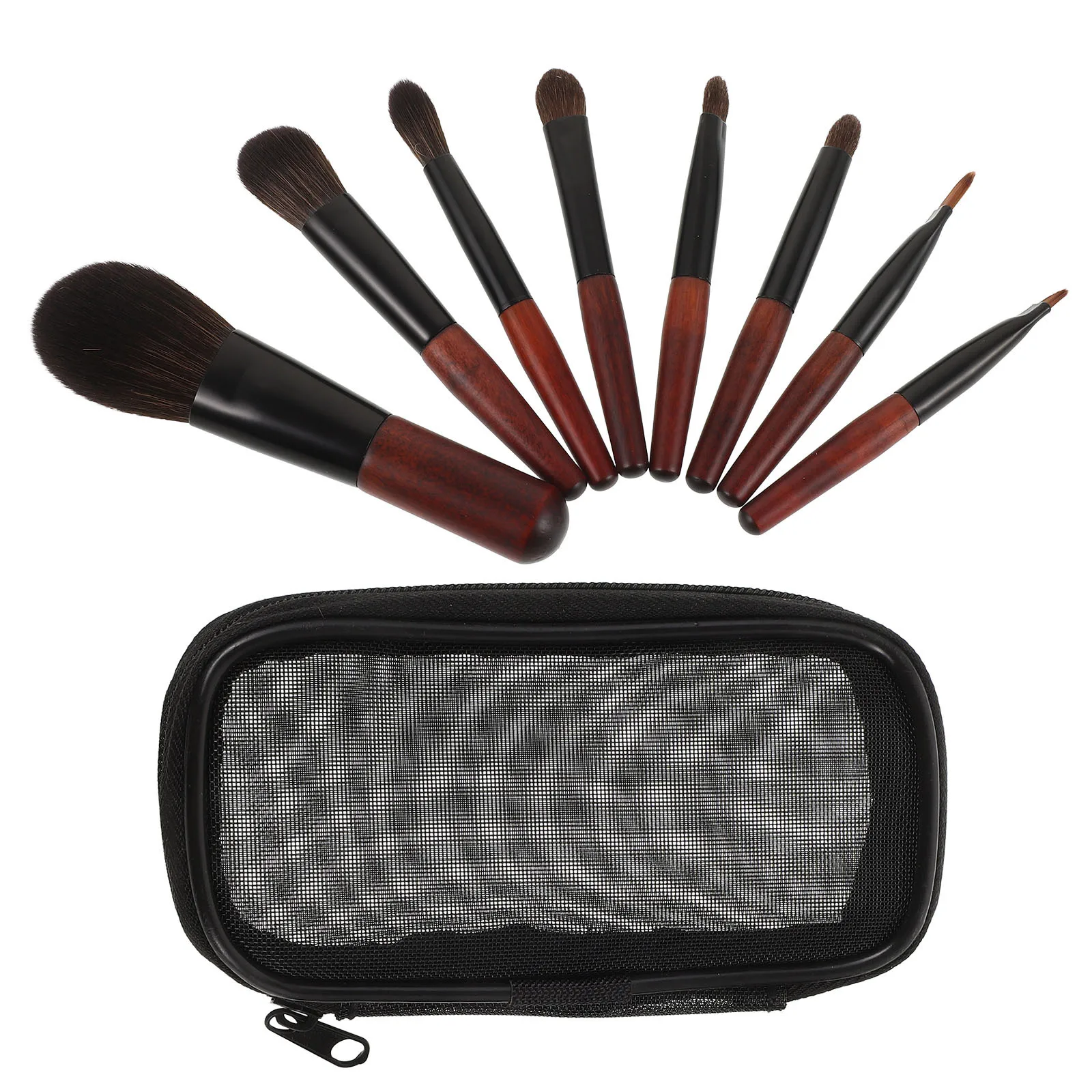 1 Juego de brochas cosméticas, herramientas de maquillaje de viaje ligeras, mango de Metal, cerdas suaves, acabado Natural, aplicación de sombra de ojos facial