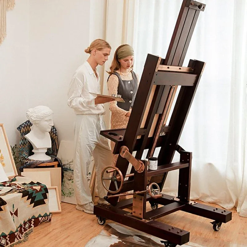 

Hand crank Big Mac big oil painting stand wooden display stand