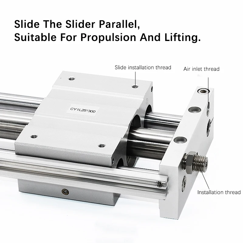 CY1L Type Bore 10/15/20/25/32/40-50X100X150 Stroke Magnetic Couple With Guide Rail Rodless Pneumatic Cylinders Bese Customized