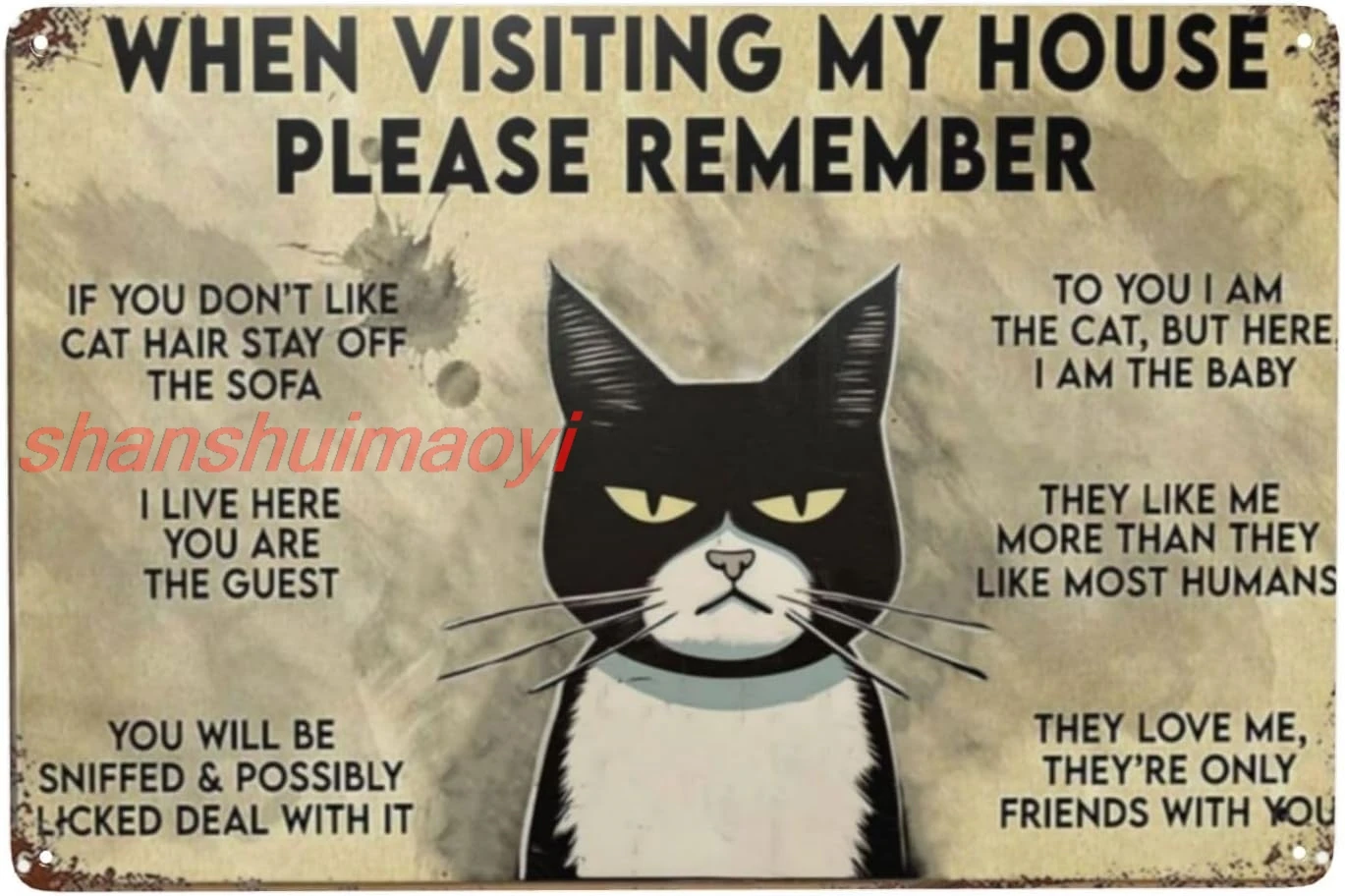 Hippity Vintage Signs Metal When Visiting My House Please Remember Signs Funny Black Cat Decor Vintage Home Wall Funny Kitt nice