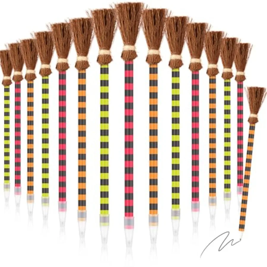 

15 шт. ручки для метлы ведьмы, ручки для Хэллоуина, красочные шариковые ручки для метлы ведьмы, классные офисные принадлежности, встреча на Хэллоуин