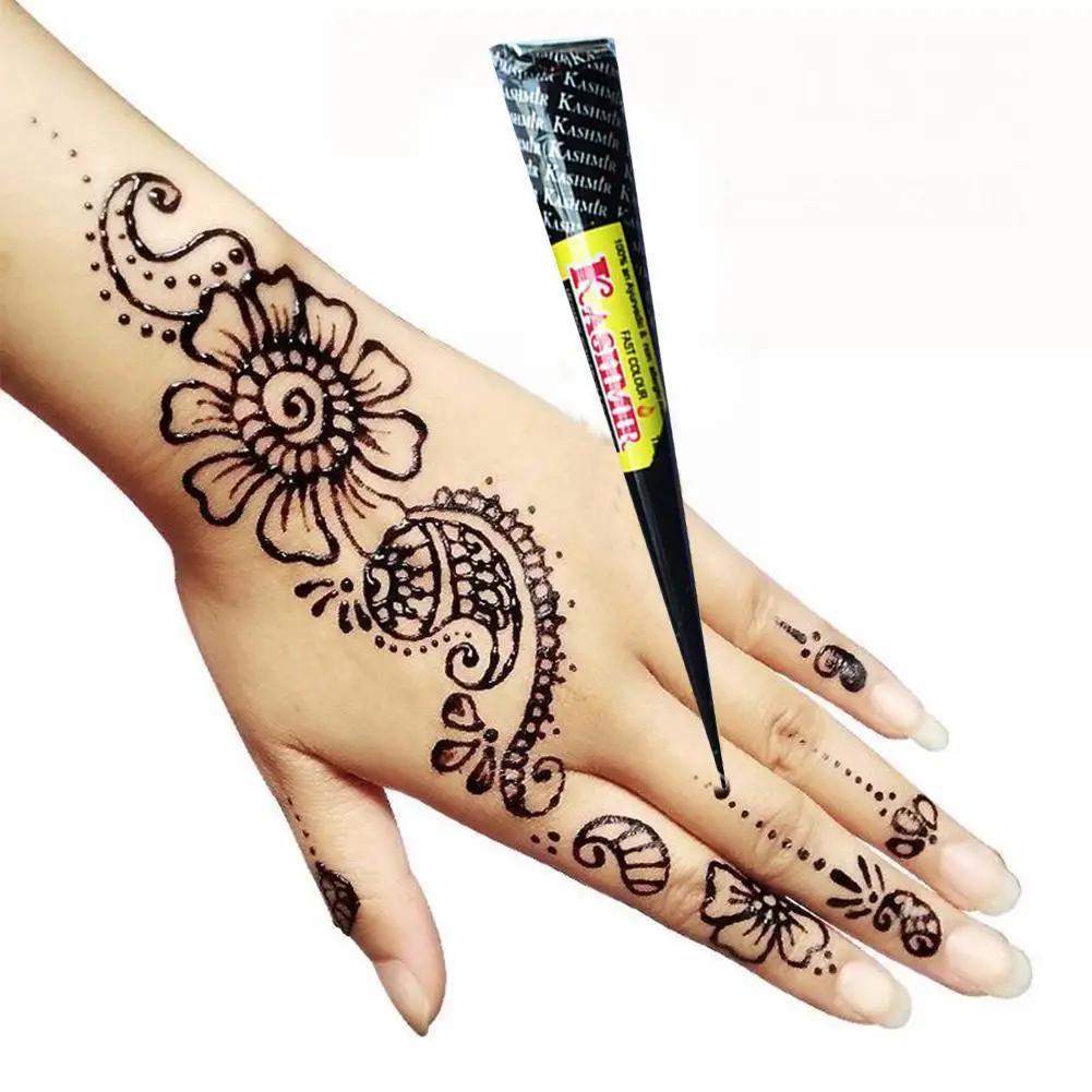 Black Waterproof Body Paint Indian Henna Paste Temporary Tattoo Hena Art Cream Cone For Stencil Mehndi Body Art Z2M5