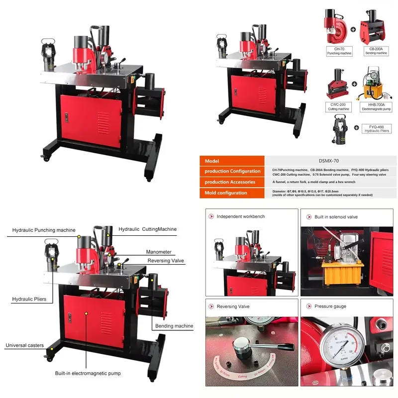 for New Copper Aluminum Busbar Bending Punching Cutting Machine 4 in 1 Bus Processing Equipment