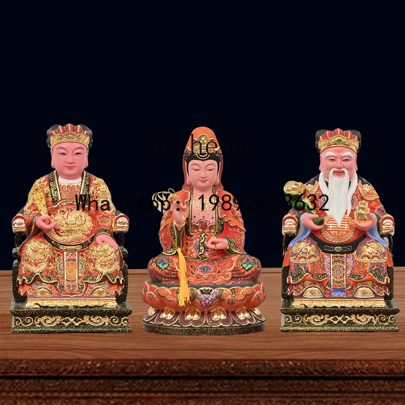 camphor wood carving Guanyin Bodhisattva Buddha statue home offering Guanyin Buddha statue solid wood ornament