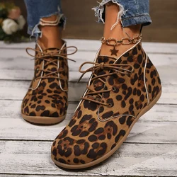 Buty damskie 2024 New Leopard Print Designer Boots Kobiety Jesień Zima Niski obcas Antypoślizgowe buty codzienne dla kobiet Zapatos De Mujer