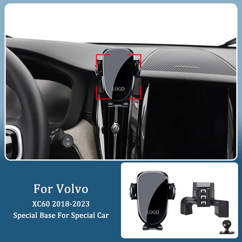 For Volvo XC60 2018-2023 Car Mobile Phone Bracket 360 ° Rotation GPS Navigation Fixed Mobile Phone Bracket Base Accessories