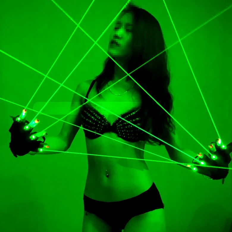 

Nightclub Bar Performance Costumes Atmosphere Props Electro-Optic Dance Led Gloves Luminous Green Laser Gloves Dance Props