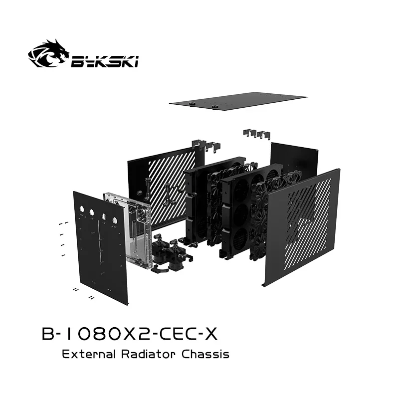 

Bykski B-1080X2-CEC-X,External Water-cooled Case,2X1080 Copper Radiator 46mm Thick,8000W Heat Dissipation Capacity Server AI