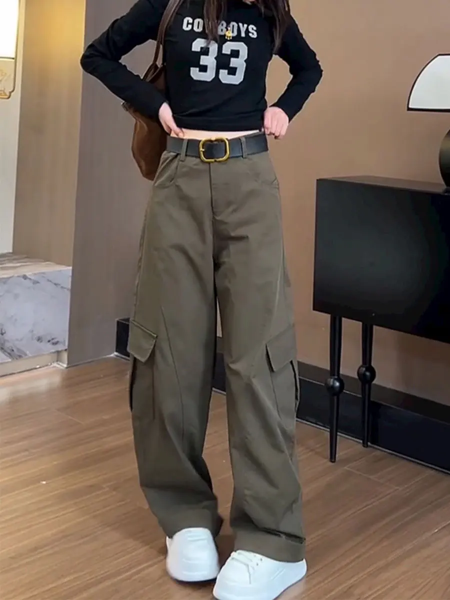 

Повседневные хлопковые длинные брюки для женщин больших размеров, свободного кроя, с эффектом потертости, джинсы с высокой талией на молнии