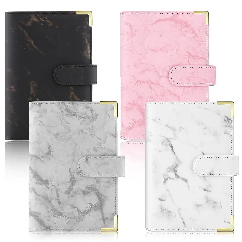 A6 Binder PU Leather Notebook Binder Refillable 6 Rings Binder Cover Loose Leaf Personal Planner with Magnetic Buckle Closure