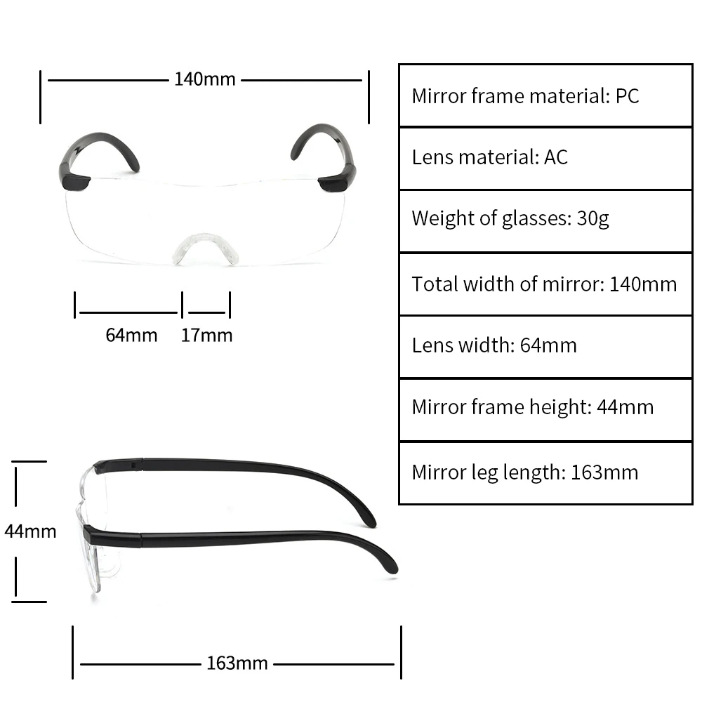 Magnifying Presbyopic Glasses Eyewear Reading 160% Magnification to See More and Better Magnifier Portable