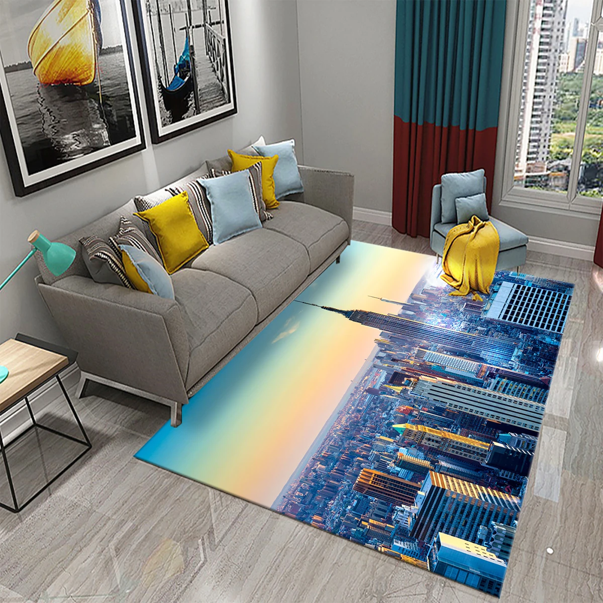 New York City Street View Carpet for Kitchen Bathroom Non-Slip Mat Balcony Child Kids Bedroom Living Room Decor Floor Area Mats