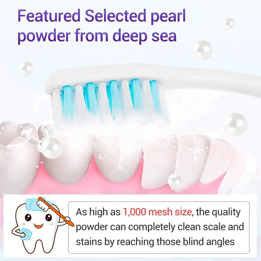 Pérola Branqueamento Dente Pó, refresca a respiração, remove manchas amarelas, limpeza dos dentes, cuidados de saúde bucal, 50g