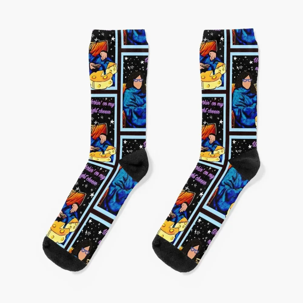 

Workin' on my Night Cheese: Liz Lemon. Socks with print sport basketball Socks For Men Women's